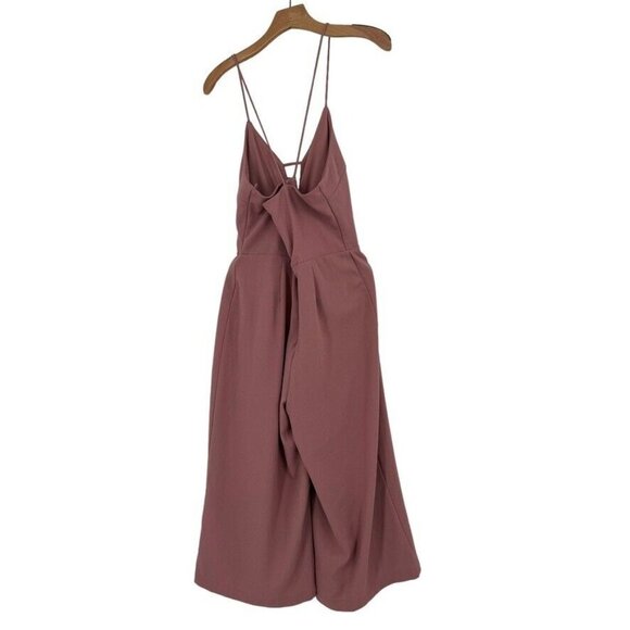 Gb Women’s Crop Jumpsuit Size Medium pink mauve sleeveless wideleg lined - Picture 7 of 10